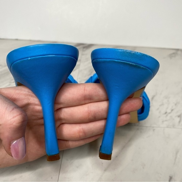 Marc Fisher Draya Braided Blue Leather Heeled Sandal 8M - Picture 4 of 13